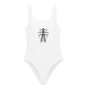Strommast Weiße Silhouette - Frauen Badeanzug - Weiß - Vorne - AI Model Female 172 dark (172cm)