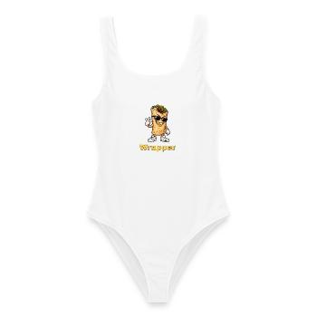 Wrapper – Burrito mit goldenen Grillz - Frauen Badeanzug - Weiß - Vorne - AI Model Female 172 dark (172cm)