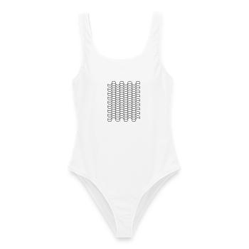Wellenmuster - Frauen Badeanzug - Weiß - Vorne - AI Model Female 172 dark (172cm)