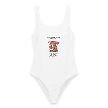 Snuggle Time Is Right Meow Katze Kuscheln Geschenk - Frauen Badeanzug - Weiß - Vorne - AI Model Female 172 dark (172cm)