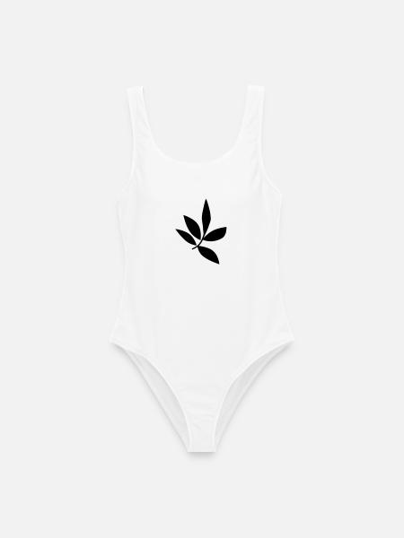 Blatt - Frauen Badeanzug - Weiß