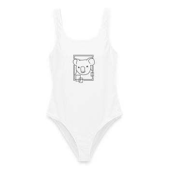 Koala en forme géométrique - Conception d’art au trait - Maillot de bain femme - blanc - Devant - AI Model Female 172 dark (172cm)