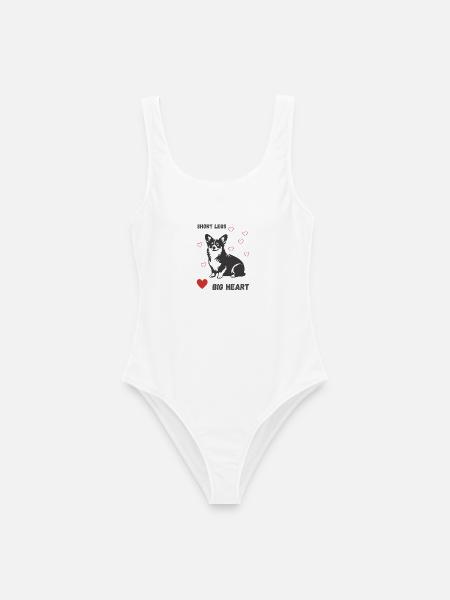 Corgi: Short Legs Big Heart - Frauen Badeanzug - Weiß