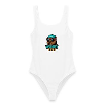 Castor style Womby avec lunettes de soleil - Maillot de bain femme - blanc - Devant - AI Model Female 172 dark (172cm)