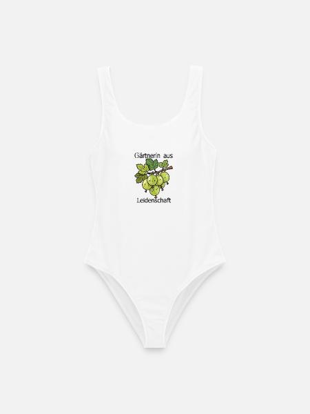 Grüne Stachelbeere Zweig Illustration - Frauen Badeanzug - Weiß