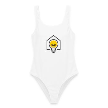 Motif d’ampoule de maison électricien - Maillot de bain femme - blanc - Devant - AI Model Female 172 dark (172cm)