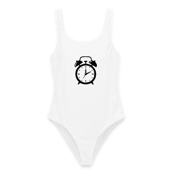 Retro Wecker Geschenk  - Frauen Badeanzug - Weiß - Vorne - AI Model Female 172 dark (172cm)