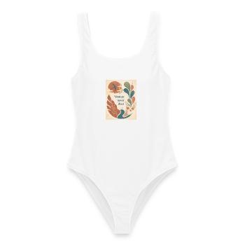 Vintage Never Dies – Retro 70s Floral Aesthetic - Frauen Badeanzug - Weiß - Vorne - AI Model Female 172 dark (172cm)
