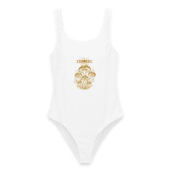 Trippy Festival Hippie-Pilz-Rave - Frauen Badeanzug - Weiß - Vorne - AI Model Female 172 dark (172cm)