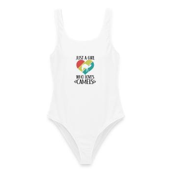 Kamel Herz Retro Look - Frauen Badeanzug - Weiß - Vorne - AI Model Female 172 dark (172cm)
