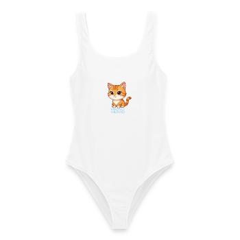 Niedliches Kätzchen-Miau-Cartoon-Katzen-Katzen-Design - Frauen Badeanzug - Weiß - Vorne - AI Model Female 172 dark (172cm)