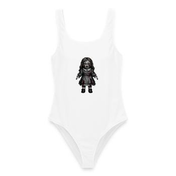 Gruselige Horror Puppe Halloween Geschenk  - Frauen Badeanzug - Weiß - Vorne - AI Model Female 172 dark (172cm)