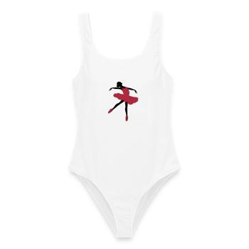 Ballett Mädchen - Frauen Badeanzug - Weiß - Vorne - AI Model Female 172 dark (172cm)