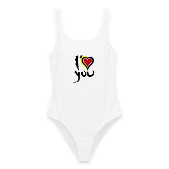 Je t’aime Heart Abstract Art Saint-Valentin - Maillot de bain femme - blanc - Devant - AI Model Female 172 dark (172cm)