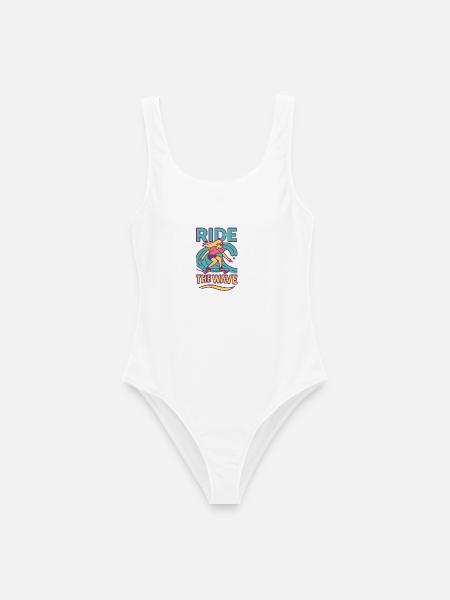 Surfen & Scrollen Thema T-Shirt - Frauen Badeanzug - Weiß