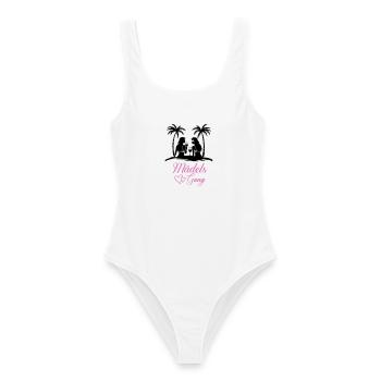 Lettrage de gang de filles avec des cœurs - Maillot de bain femme - blanc - Devant - AI Model Female 172 dark (172cm)