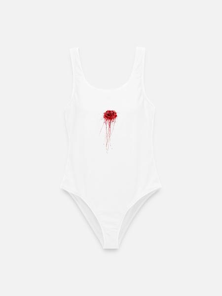 Edles Rose Wasserfarbe Aquarellfarbe von Yana Cat - Frauen Badeanzug - Weiß
