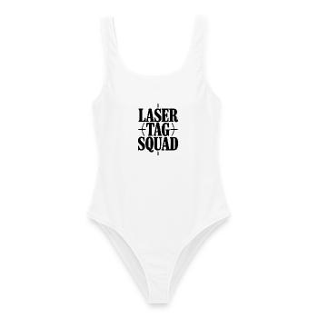 Laser-Tag-Team - Frauen Badeanzug - Weiß - Vorne - AI Model Female 172 dark (172cm)
