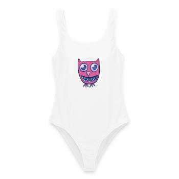 Pink Owl Grin Cartoon-Monster - Frauen Badeanzug - Weiß - Vorne - AI Model Female 172 dark (172cm)