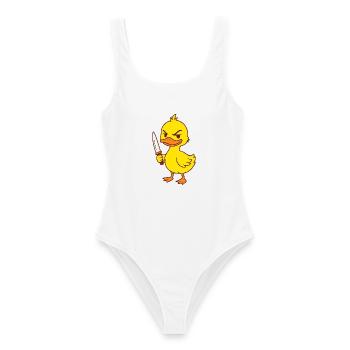 Baby Ente mit Messer - Frauen Badeanzug - Weiß - Vorne - AI Model Female 172 dark (172cm)