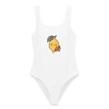 Tee und Zitrone – Zitrone - Frauen Badeanzug - Weiß - Vorne - AI Model Female 172 dark (172cm)