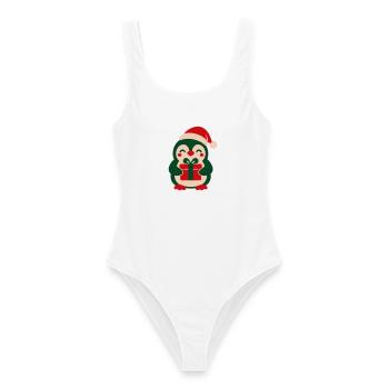 Pinguin Geschenk Clipart - Frauen Badeanzug - Weiß - Vorne - AI Model Female 172 dark (172cm)