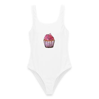 Pink Frost Cupcake Aquarell - Frauen Badeanzug - Weiß - Vorne - AI Model Female 172 dark (172cm)