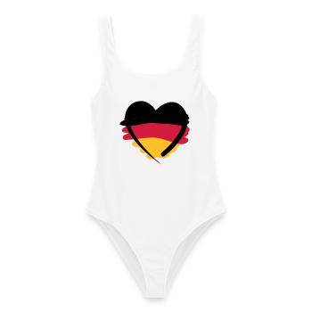 Deutschland Herz - Frauen Badeanzug - Weiß - Vorne - AI Model Female 172 dark (172cm)