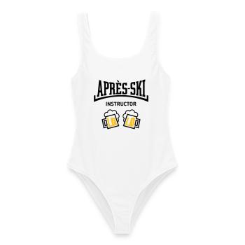 Après-Ski Instructor (Bier Apres Ski Konkav POS3C) - Frauen Badeanzug - Weiß - Vorne - AI Model Female 172 dark (172cm)