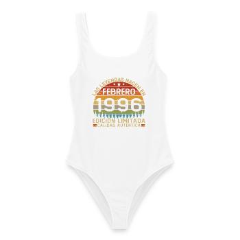 Cadeau d’anniversaire rétro vintage de février 1996 - Maillot de bain femme - blanc - Devant - AI Model Female 172 dark (172cm)