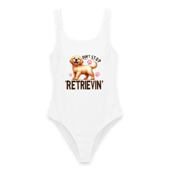 Golden Retriever Don't Stop Retrievin Design Merch - Women's Swimsuit - white - Front - AI Model Female 172 dark (172cm)