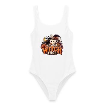 Ruhende Hexengesicht | Halloween-Kaffee - Frauen Badeanzug - Weiß - Vorne - AI Model Female 172 dark (172cm)