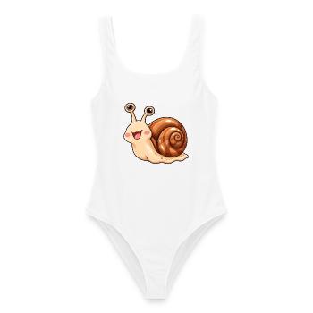 Schnecke Kawaii Style – Süßes Schneckenmotiv - Frauen Badeanzug - Weiß - Vorne - AI Model Female 172 dark (172cm)