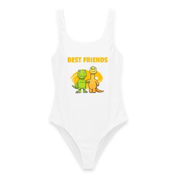 Best Friends Dinos Beste Freunde Dinosaurier - Frauen Badeanzug - Weiß - Vorne - AI Model Female 172 dark (172cm)