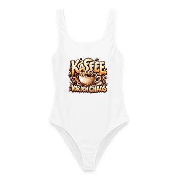 Kaffee vor dem Chaos Lustiges Geschenk für Freunde - Frauen Badeanzug - Weiß - Vorne - AI Model Female 172 dark (172cm)