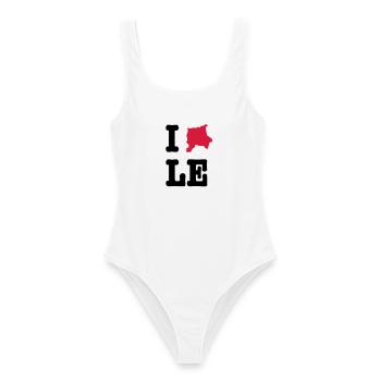 I Love Leipzig (I heart LE) - City Outline - Maillot de bain femme - blanc - Devant - AI Model Female 172 dark (172cm)