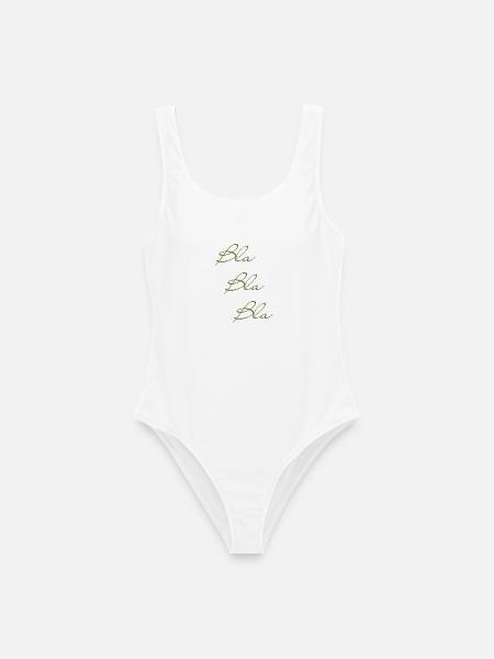 Bla Bla Dreifach Grüner Script - Frauen Badeanzug - Weiß
