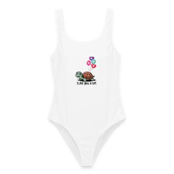 Turtle with Heart Balloons - Women's Swimsuit - white - Front - AI Model Female 172 dark (172cm)