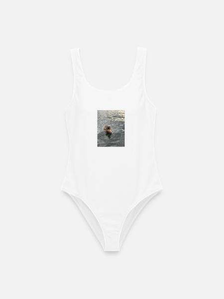 Ente auf ruhigem Wasser - Frauen Badeanzug - Weiß