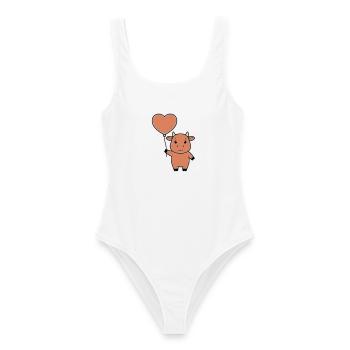 Mignonne Vecteur d’amour en forme de cœur de vache - Maillot de bain femme - blanc - Devant - AI Model Female 172 dark (172cm)