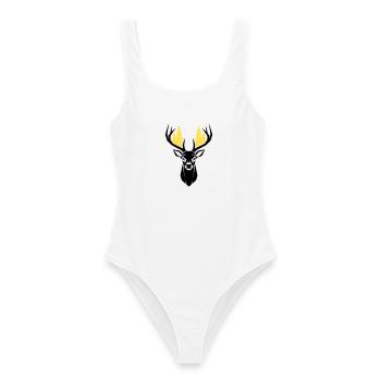 Silhouette de la forêt de tête de cerf - Maillot de bain femme - blanc - Devant - AI Model Female 172 dark (172cm)