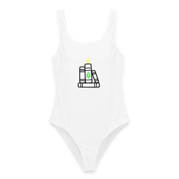 Pile de livres Arbre Nature Lecture Club de lecture Forêt - Maillot de bain femme - blanc - Devant - AI Model Female 172 dark (172cm)