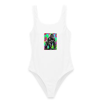 gorille - Maillot de bain femme - blanc - Devant - AI Model Female 172 dark (172cm)