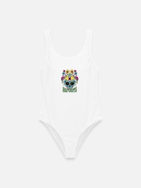 Psytrance Skull Ego Death – Rave-Outfit-Festival - Frauen Badeanzug - Weiß