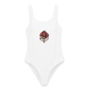 Schnitzte Rose - Frauen Badeanzug - Weiß - Vorne - AI Model Female 172 dark (172cm)