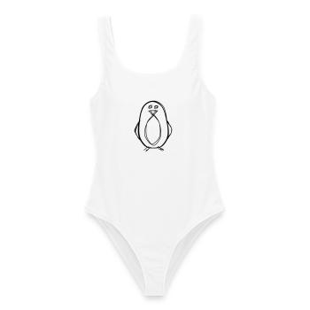 Pinguin handgezeichnet - Frauen Badeanzug - Weiß - Vorne - AI Model Female 172 dark (172cm)