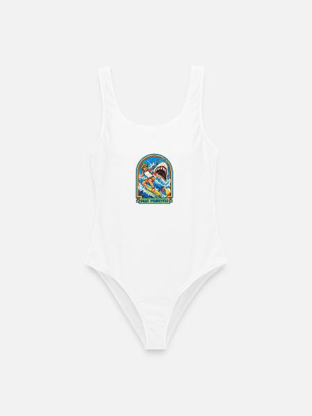 Positiver Surf Shark Retro - Frauen Badeanzug - Weiß