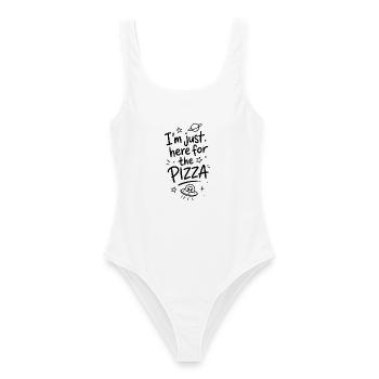 Alien Raumschiff - I'm just here for the pizza - Frauen Badeanzug - Weiß - Vorne - AI Model Female 172 dark (172cm)