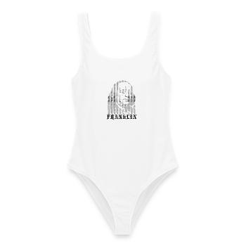 Benjamin Franklin ASCII Kunst - Frauen Badeanzug - Weiß - Vorne - AI Model Female 172 dark (172cm)