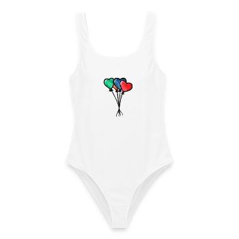 Aquarell-Herzballons-Trio - Frauen Badeanzug - Weiß - Vorne - AI Model Female 172 dark (172cm)